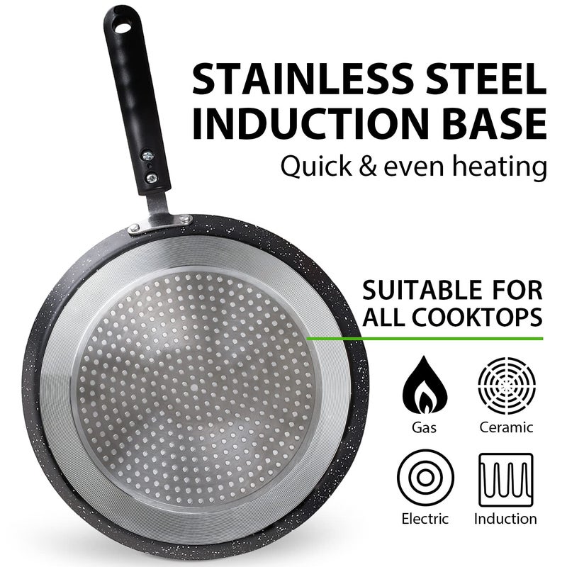 Buecmue 10.5 Inch Nonstick Crepe Pan with Spreader  Granite Coating Skillet Pan for Roti Egg Omelet Tortilla Tawa Dosa  Flat Frying Pan  Induction Compatible PFOA & PTFEs Free - Image 2